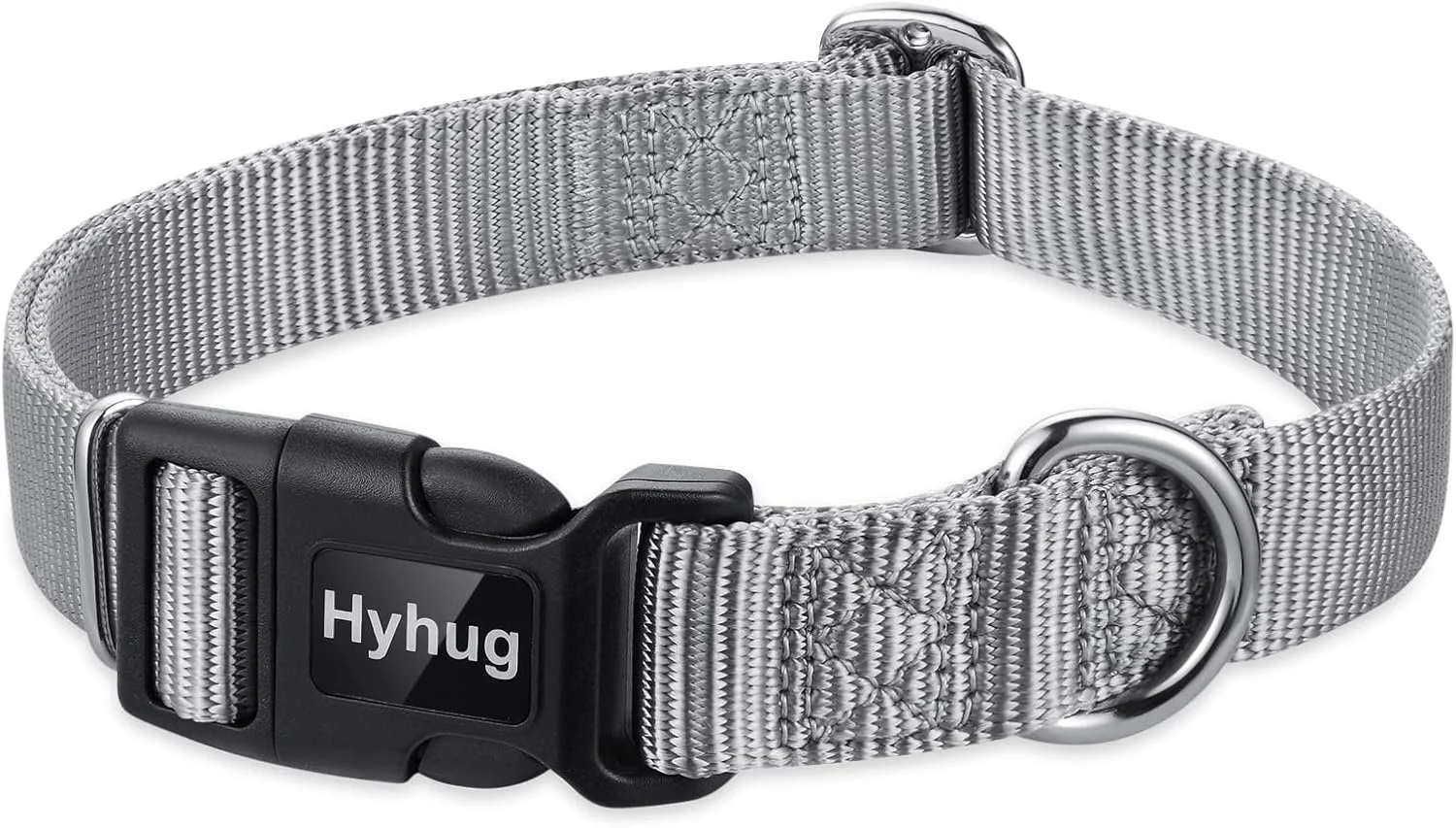 Flexible Hyhug Pets Solid Color Classic Regular Heavy Duty Basic Collar for Large Breeds Dogs Unique Design Adjustment Triglide Slide Buckle Can Attached Name Tag Accessories. Large Sleet Gray Relaxed
