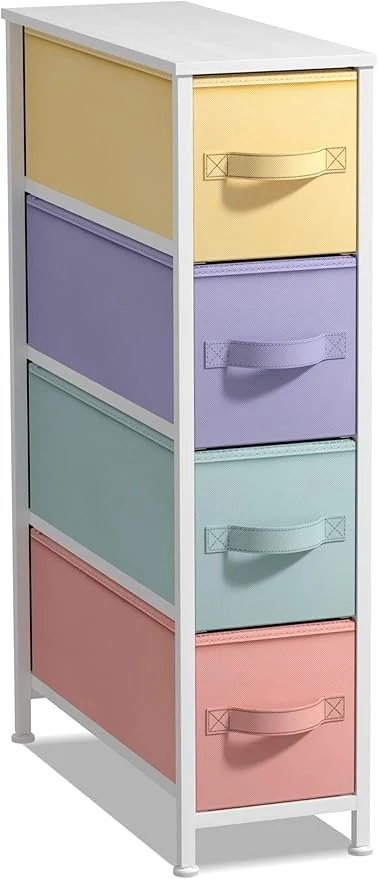 Verified Sorbus Kids Narrow Dresser with 4 Drawers - Vertical Slim Storage Chest of Drawers with Steel Frame Wood Top Easy Pull Fabric Bins for Small Spaces Closets Bedroom Bathroom LaundryAbout ThisOverview Original Design