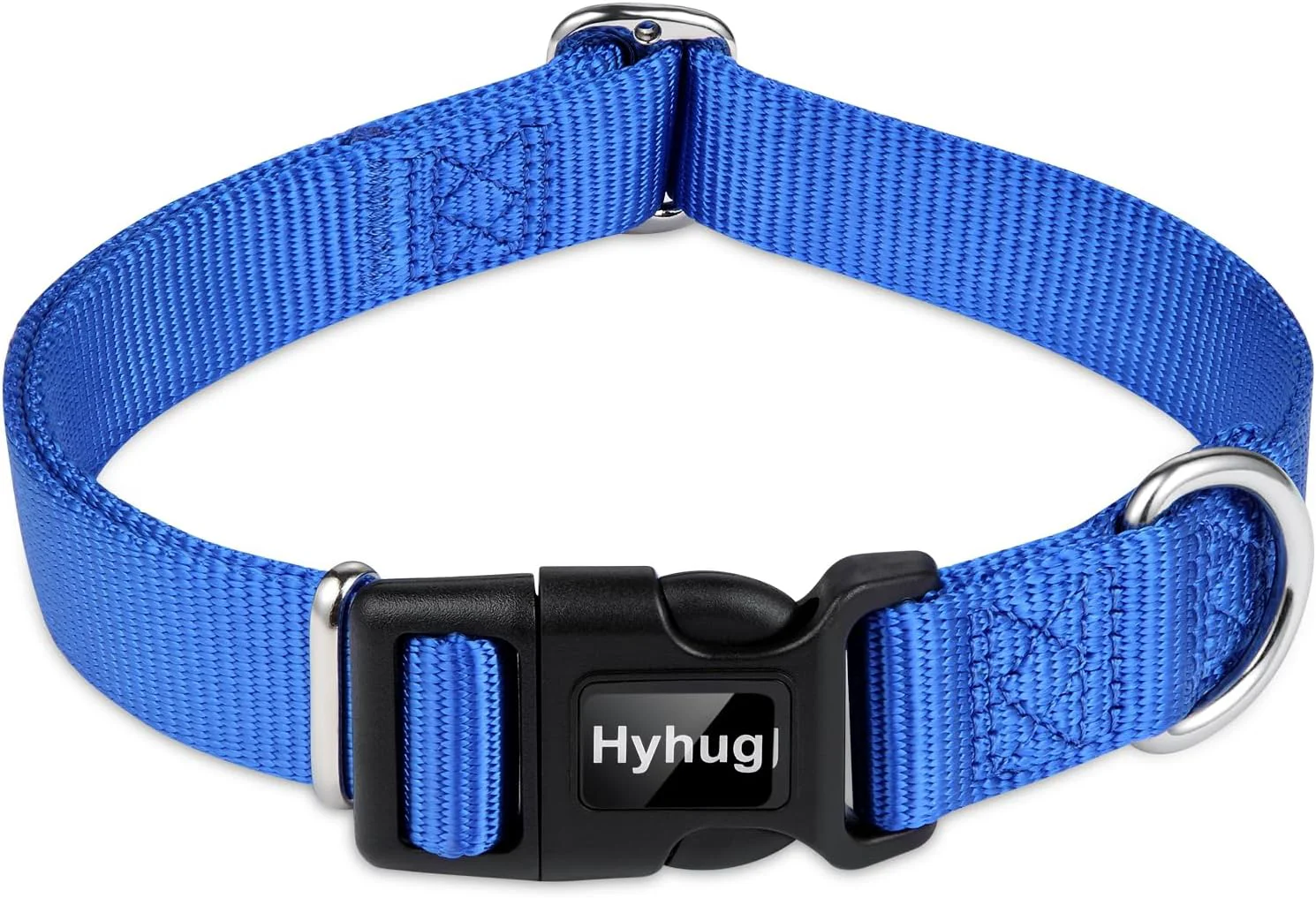 Outstanding Hyhug Pets Solid Color Classic Regular Heavy Duty Basic Collar for Pup Dogs Unique Design Adjustment Triglide Slide Buckle Can Attached Name Tag Accessories. Small Bright Blue Original