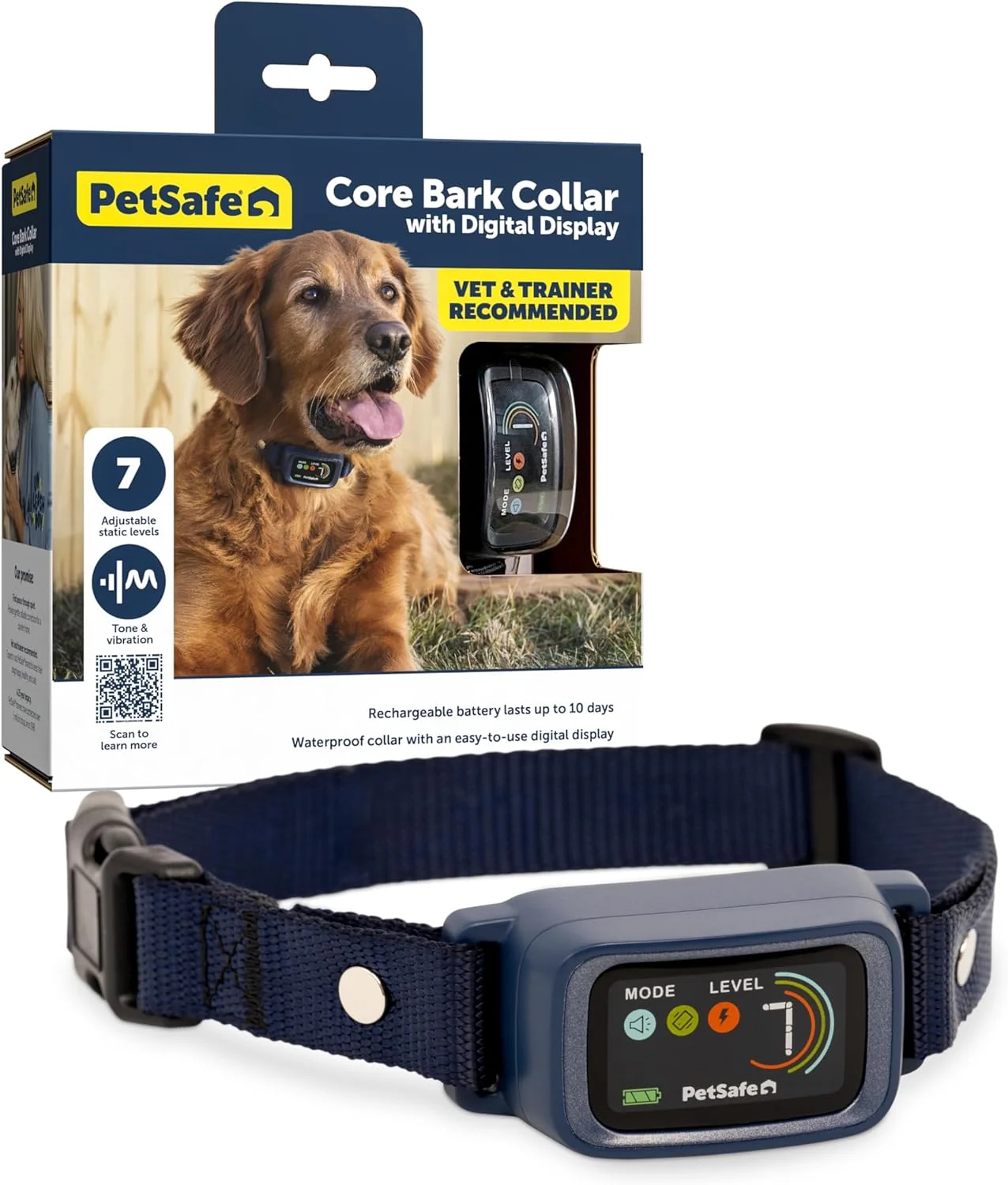 Original Waterproof Anti-Bark Training Collar. Gentle consistent training support. Elegant