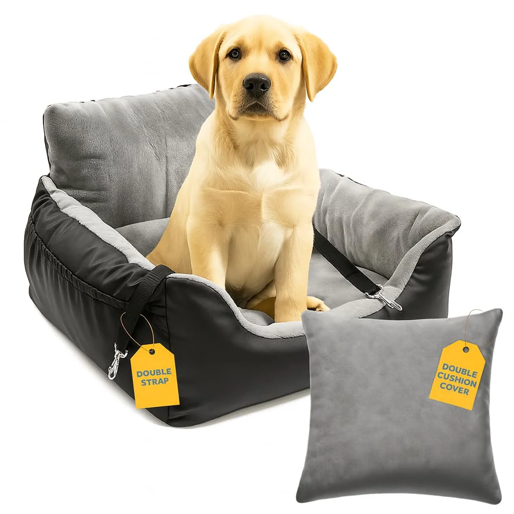 Artisan JOTADE Dog Car Seat for Small Medium Dogs Plush Comfort Dual Safety Straps Dependable