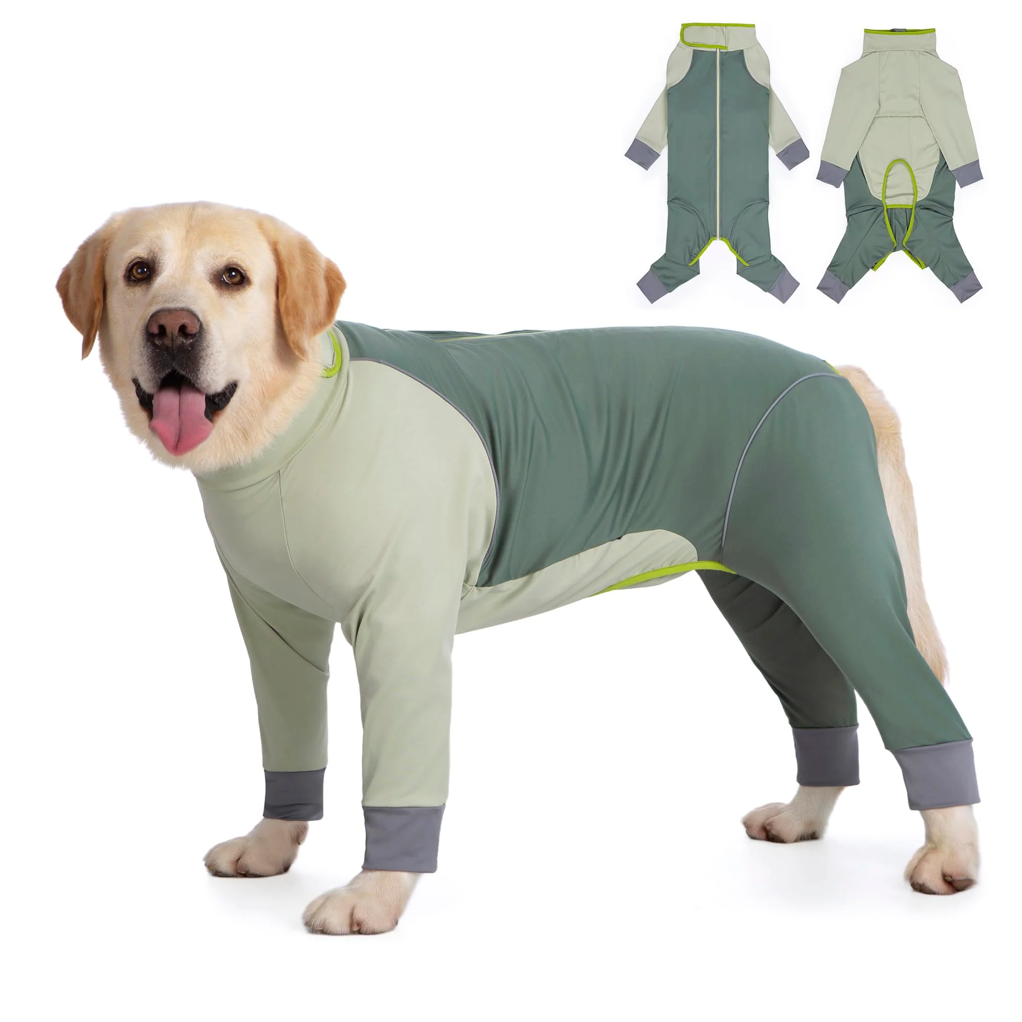 Fine Yeapeeto Dog Onesie Coat - Water-Repellent Stretchable Dirt-Resistant Outdoor Suit Olive Green 4XL 50-70 lbs Long-Lasting