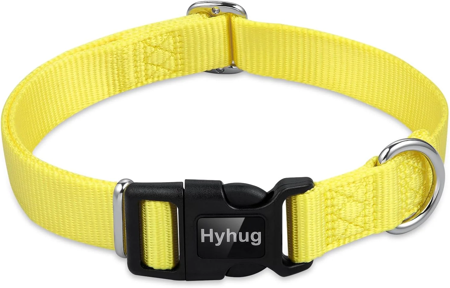 Minimalist Hyhug Pets Solid Color Classic Regular Heavy Duty Basic Collar for Large Dogs Unique Design Adjustment Triglide Slide Buckle Can Attached Name Tag Accessories. Large Illuminating Yellow Lightweight