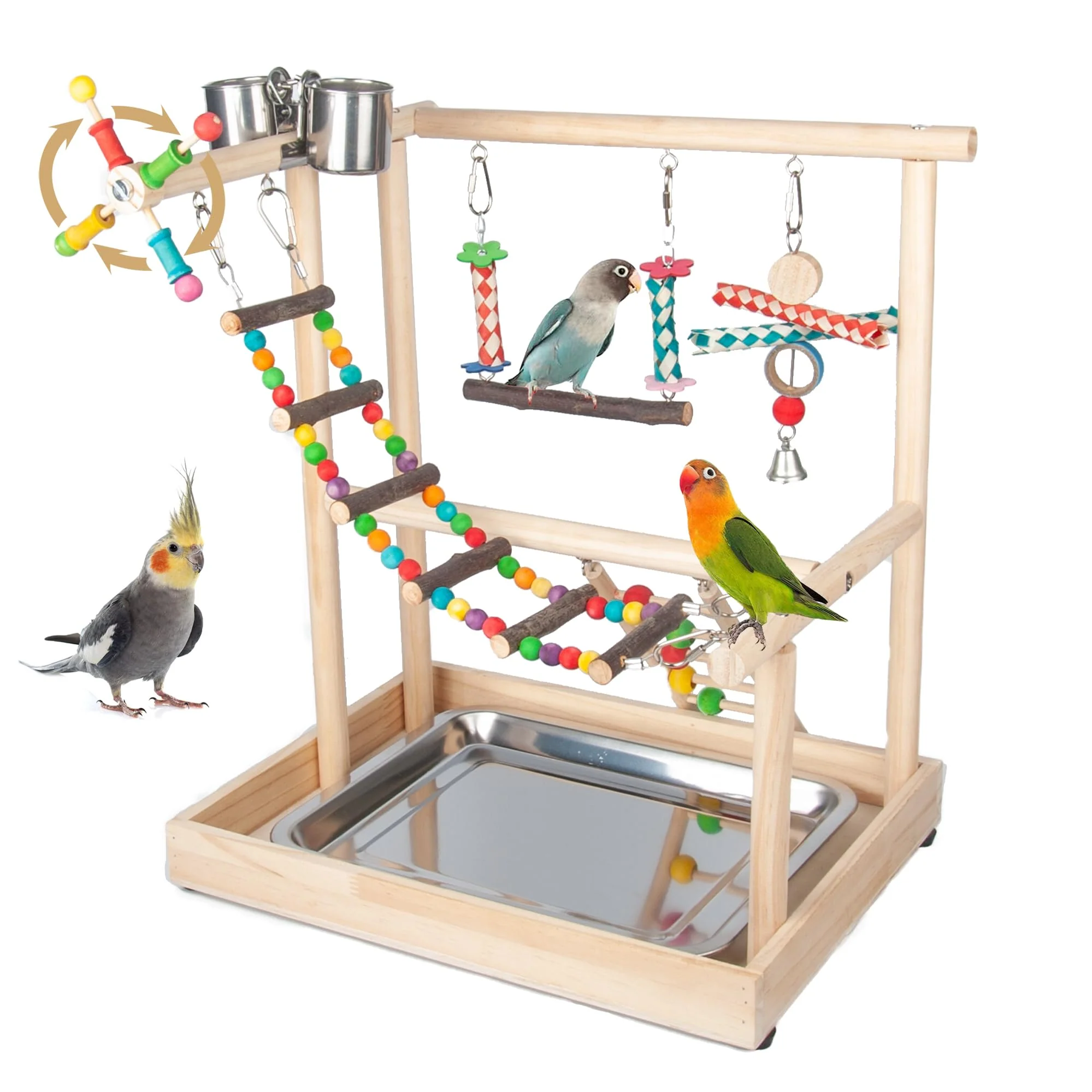 Enhanced Wondwo Small Bird Playground Parakeet Stand — Tabletop Perch with Ladders Swing and Toys Optimized