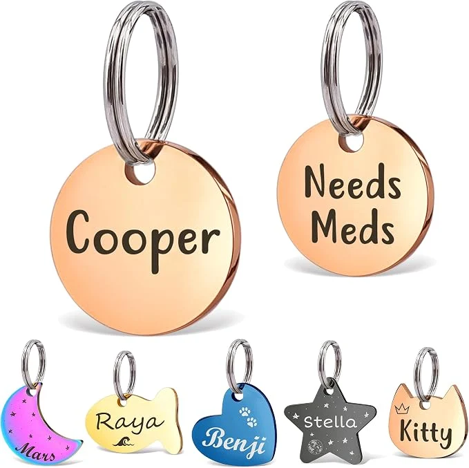 Trendy Anavia Small Size Dog Cat ID Tags Small XS Personalized Color Plated Stainless Green