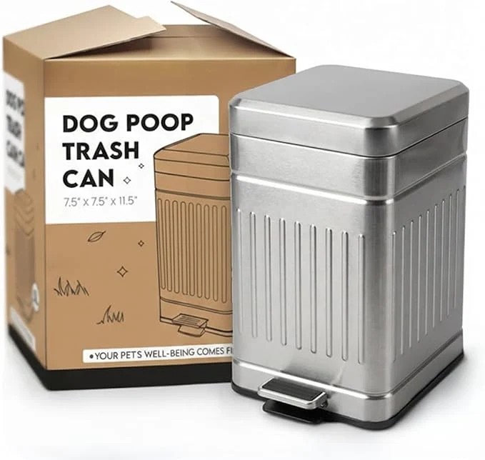 Fine Crafted Small Dog Poop Trash Can Outside 1.3 Gal Stainless Steel Dog Waste Trash Can Original Design