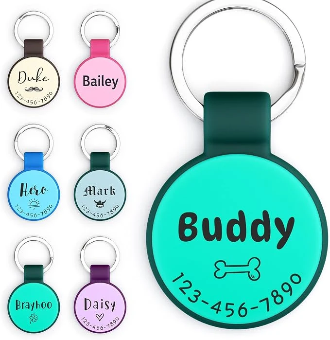 Versatile Silent Silicone Dog Tags Custom Engraved Pet ID Tags Prestigious