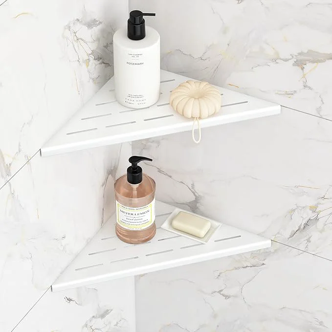 Artisan Corner Shower Shelves 10 Recessed Tile Shower Shelf 304 Stainless Steel Grout in Corner Tile Shower Shelves No Drilling Matte White 2 PackAbout ThisOverview Recyclable
