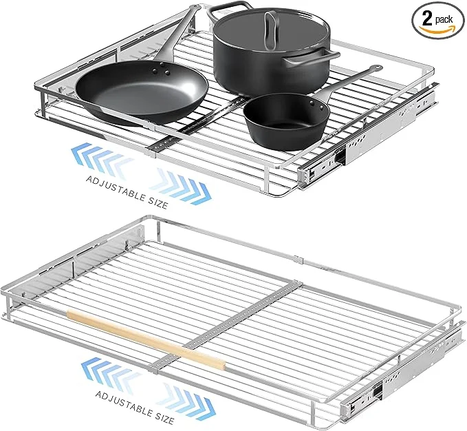 Artisan 2Pack Expandable Pull Out Cabinet Organizer 17.1 28 W x 22.5 D Heavy Duty Slide Out Shelves Adjustable Height Cabinet Pull Out Shelves Expandable Width Spice Rack Organizer for KitchenAbout ThisOverview Lightweight