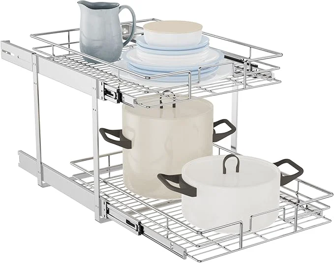 Classic LOVMOR Individual Pull Out Cabinet Organizer 2 Tier Cabinet Drawers Slide Out Pots and Pans Organizer and Storage Pantry Shelf for Kitchen 17 W x 21 D About ThisOverview Optimized
