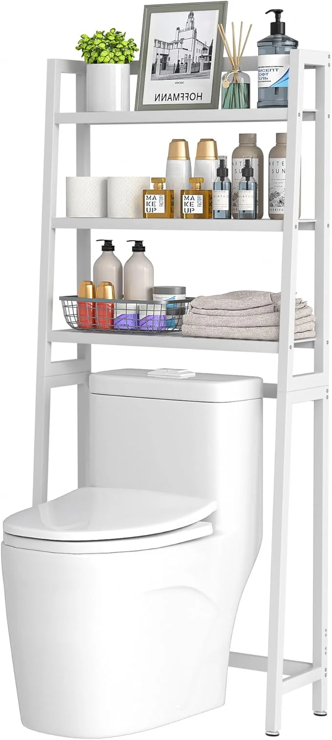 Specialty VASMIA Over The Toilet Storage Bamboo 3-Tier Bathroom Organizer Over Toilet Storage Cabinet standing Space Saver with 3 Hooks WhiteAbout ThisOverview Carefully Designed