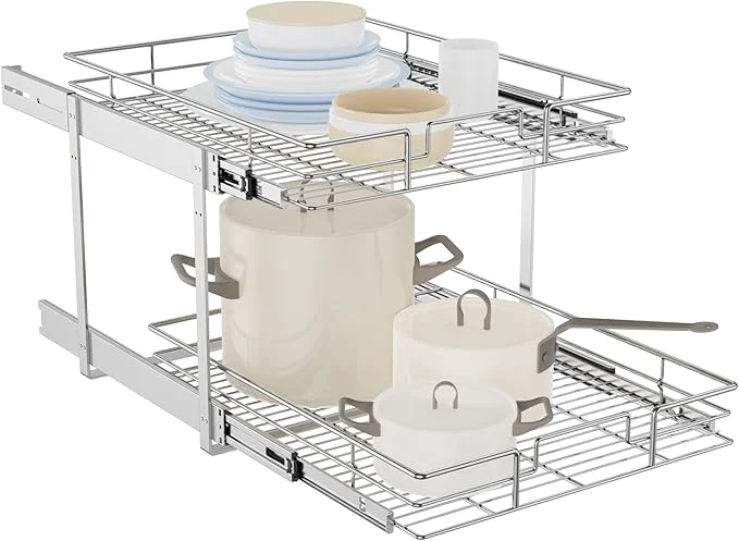 Casual LOVMOR Individual Pull Out Cabinet Organizer 2 Tier Slide Out Cabinet Drawers Pots and Pans Organizer and Storage Pantry Shelf for Kitchen 22½ W x 21½ D About ThisOverview Minimalist