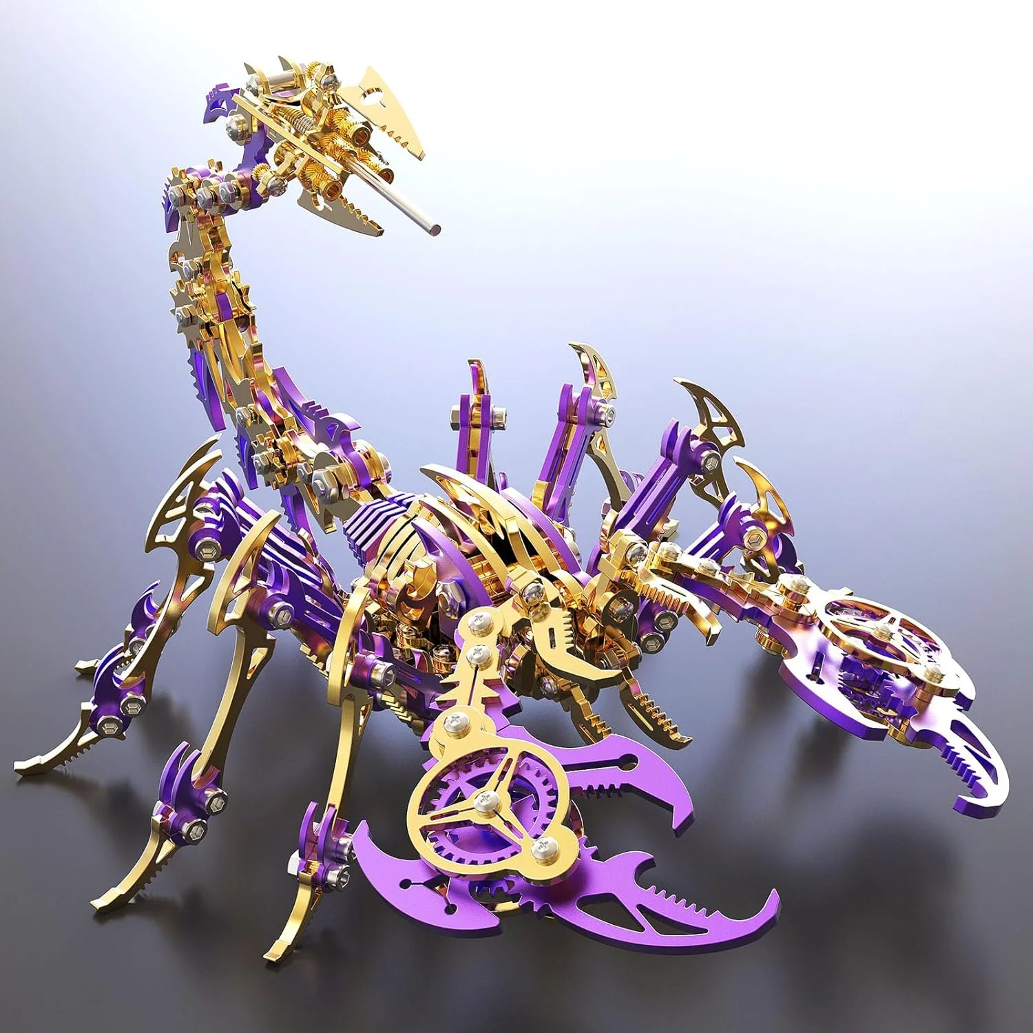 User-Friendly Scorpion 3D Metal Puzzles Kits for Adults Teens – 454 Pcs – Mechanical Assembly Models – 4 Hours to Build – I for Gifts and Decorations Gold Purple Enhanced