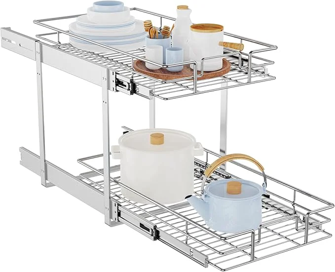 Trendy LOVMOR Individual Pull Out Cabinet Organizer 2 Tier Cabinet Drawers Slide Out Pots and Pans Organizer and Storage Pantry Shelf for Kitchen 11 W x 21 D About ThisOverview Lightweight