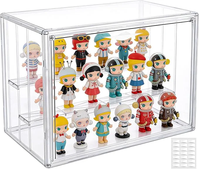 Efficient Clear Acrylic Display Case for Collectibles 3 Layer Adjustable Figure Display Box with 2 Movable Plates Stackable Figurine Display Shelf with Magnetic Door for Action Figures Funko Large-1pcs About ThisOverview Artisan
