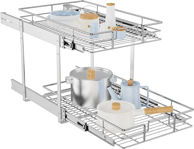 User-Friendly LOVMOR Individual Pull Out Cabinet Organizer 2 Tier Slide Out Cabinet Drawers Pots and Pans Organizer and Storage Pantry Shelf for Kitchen 14 W x 18 D About ThisOverview Reliable