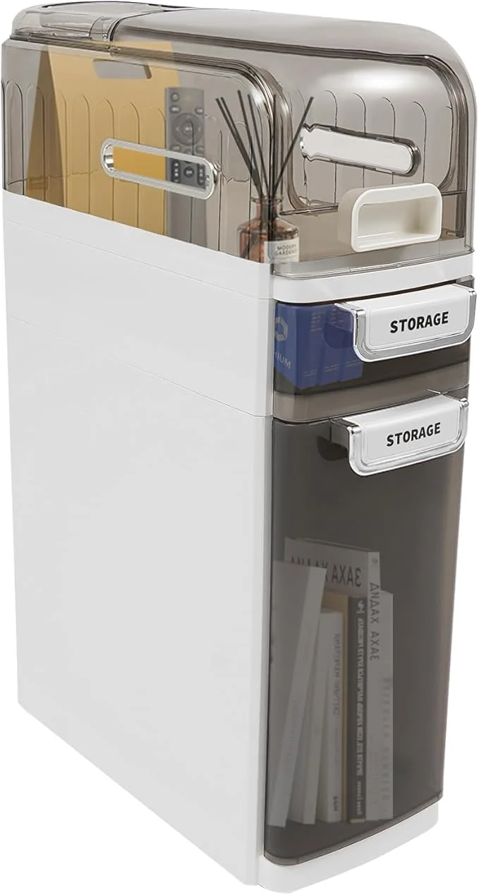 Detailed Bathroom Floor Storage Cabinet Narrow Slim Organizer Multi-Tiers Toilet Paper Cabinet Waterproof W Clear Drawers for Tiny Kitchen Laundry Living Room Toilet Gap 3 Tiers About ThisOverview Long-Lasting