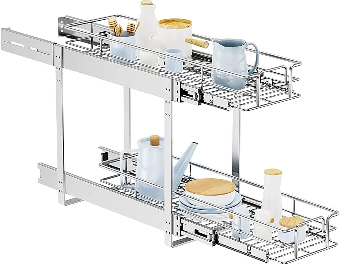 Sustainable LOVMOR Individual Pull Out Cabinet Organizer 2 Tier Slide Out Cabinet Drawers Pots and Pans Organizer and Storage Pantry Shelf for Kitchen 7½ W x 21½ D About ThisOverview Sophisticated