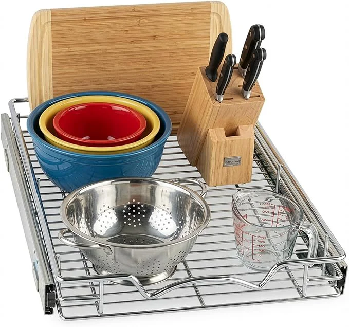 Artisan HOLDN STORAGE Pull Out Cabinet Organizer Heavy Duty Caddy w Lifetime Limited Warranty -14 W x 21 D - Requires At Least 15-1 4 Cabinet Opening Steel Metal Cabinet Drawers Slide Out ChromeAbout ThisOverview Reliable