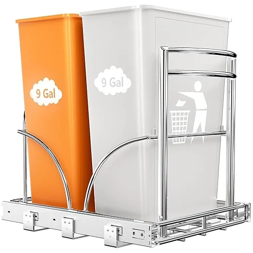 Prestigious ANASTA Dual Pull Out Trash Can Under Cabinet Rack No Can Included Under Sink Trash Can Pull Out Holds Double 7-9 Gal 2 35 Qt Recycle Bin Garbage Can Combo Inside Cabinet Size ≥16''W 22 D 17''HAbout ThisOverview Enhanced