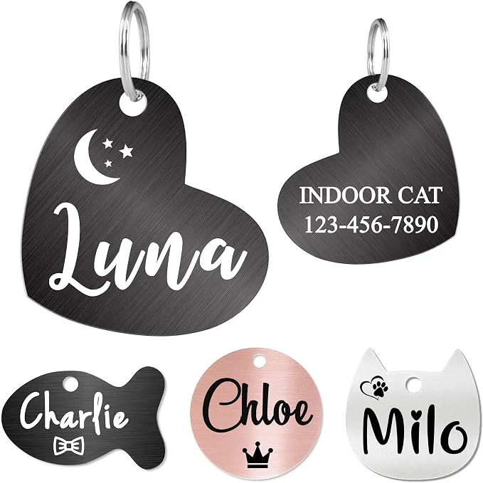 Breathable Ultra Joys Cat ID Tag Personalized Pet Tags Durable Stainless Steel Small Pet Premium