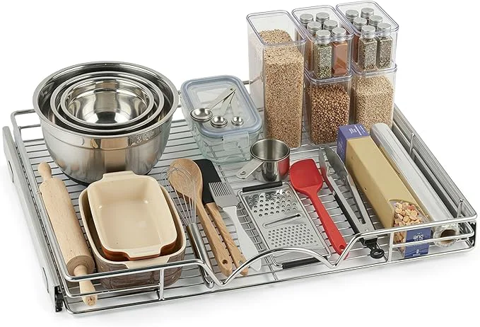 Durable HOLDN STORAGE Pull Out Cabinet Organizer Heavy Duty Caddy w Lifetime Limited Warranty -30 W x 21 D - Requires At Least 31-1 4 Cabinet Opening Steel Metal Cabinet Drawers Slide Out ChromeAbout ThisOverview Natural