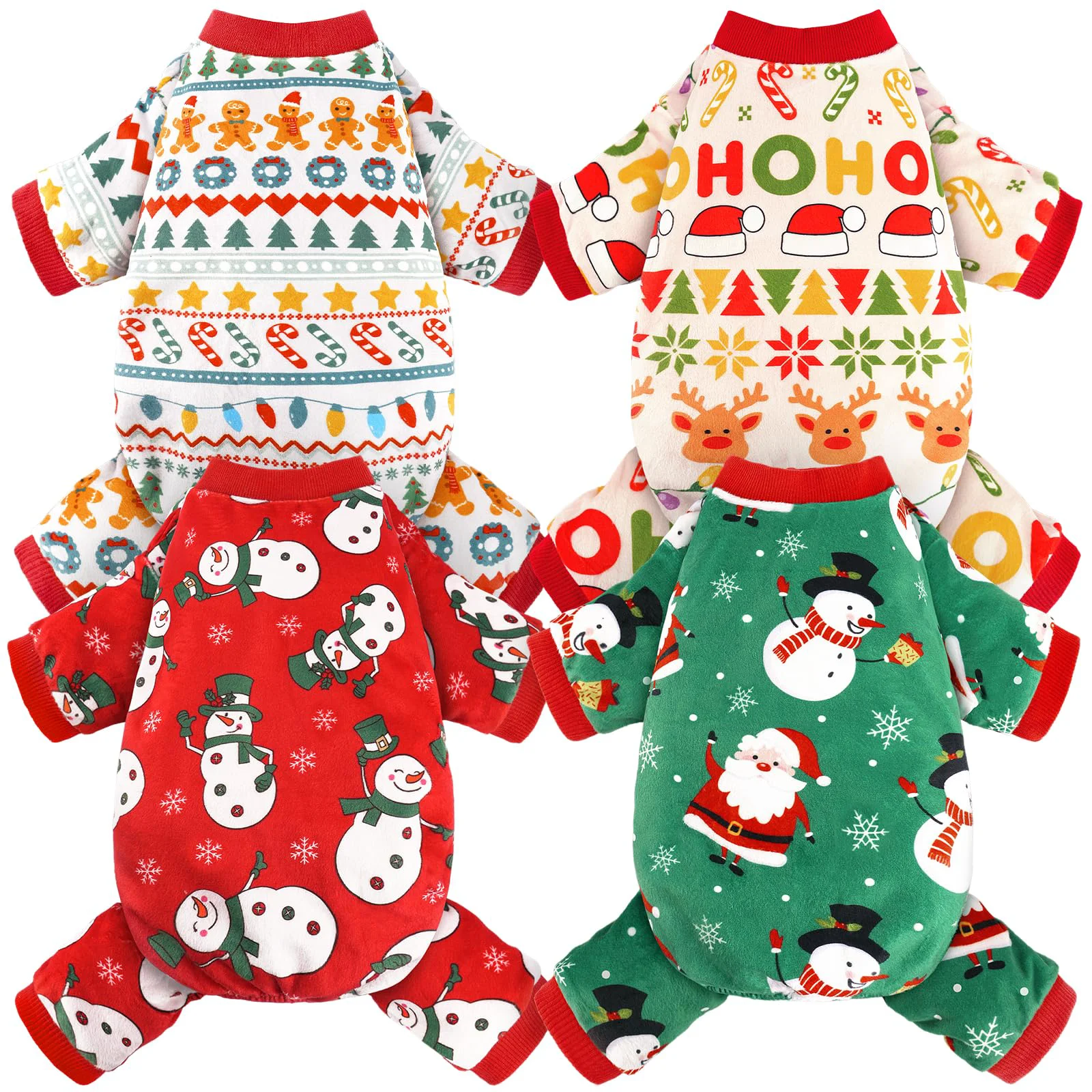 Advanced BAOBICUTE 4 Pack Dog Pajamas - Soft Lightweight Recovery Suit Onesie for Small Medium Dogs Christmas Styles Quality