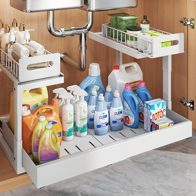Dependable 1 Pack Expandable Under Sink Organizers Storage With Upgrade Ball-Bearing Slide Tracks 2-Tier Pull Out Under Cabinet Organizer Height Adjustable Not Suitable For Cabinets With Partitions In The MiddleAbout ThisOverview Specialty