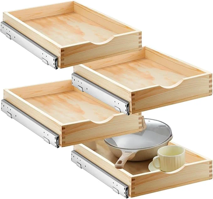 Original Sintuff 4 Set Wooden Pull out Tray Cabinet Organizer Soft Close Roll out Shelves for Kitchen Cabinets Fully Assembled Slide Pantry Shelves 15'' X 21'' About ThisOverview Quality