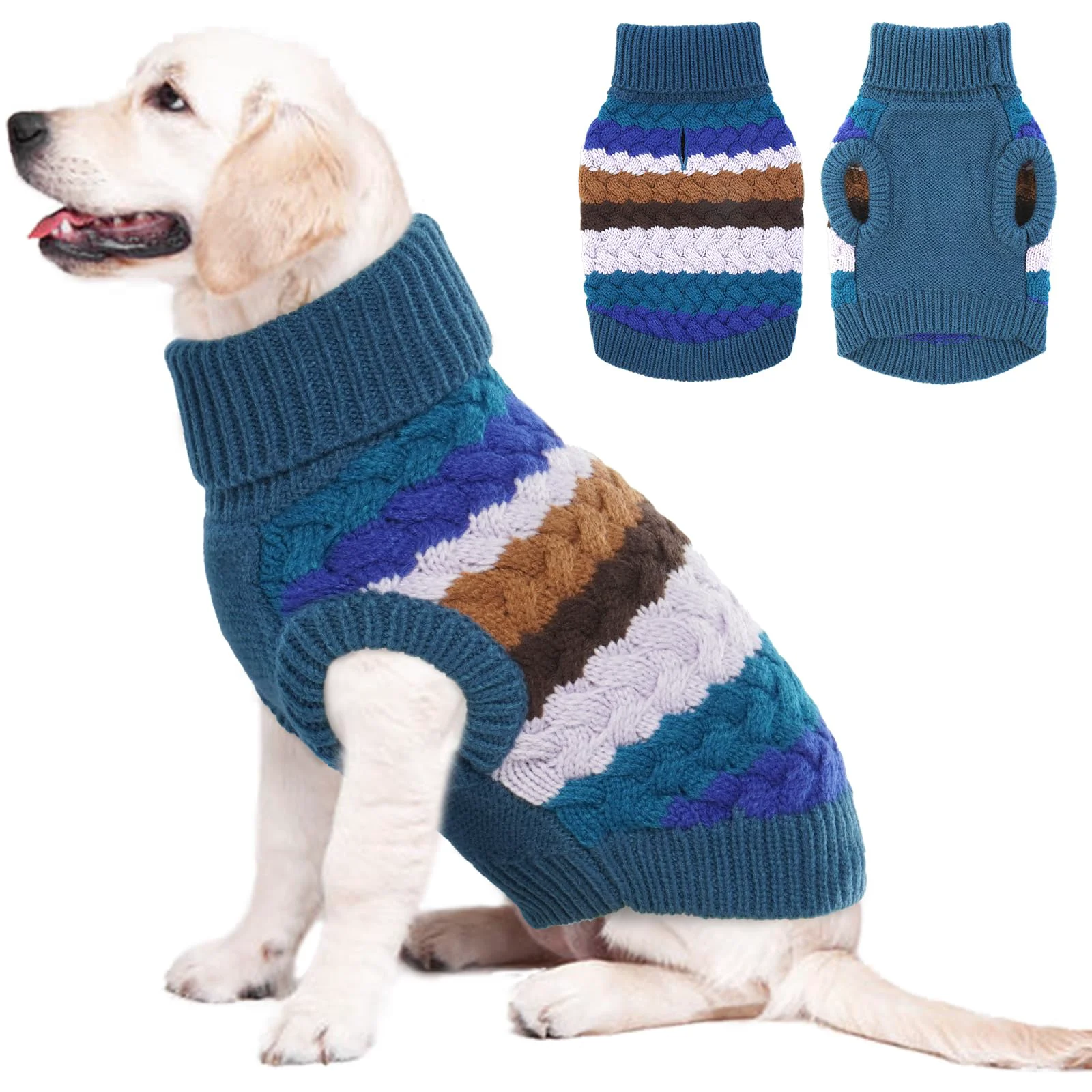 Easy-to-Use Kuoser Dog Sweater for Extra Large Dogs - Warm Blue Turtleneck Knit 3XL Fashionable