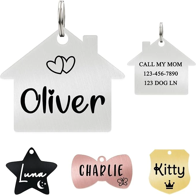 Organic Ultra Joys Cat ID Tag Personalized Pet Tags Durable Stainless Steel Small Pet Traditional