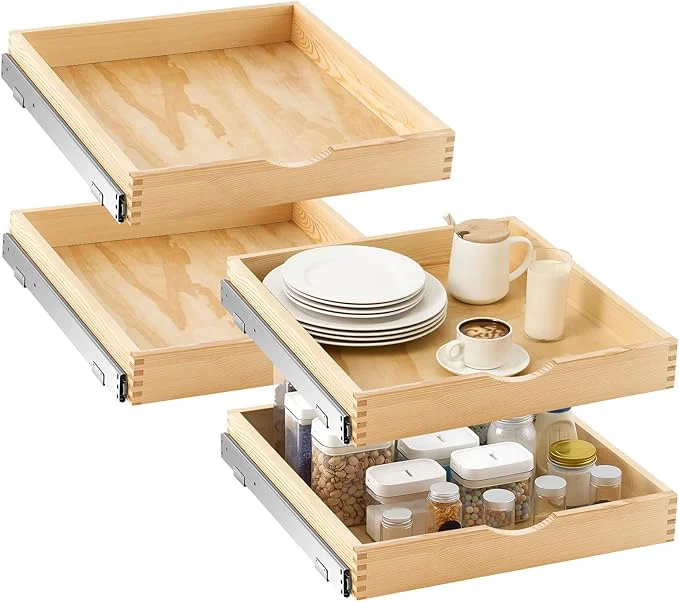 Elegant Sintuff 4 Set Wooden Pull out Tray Cabinet Organizer Soft Close Roll out Shelves for Kitchen Cabinets Fully Assembled Slide Pantry Shelves 21'' X 21'' About ThisOverview Artisan