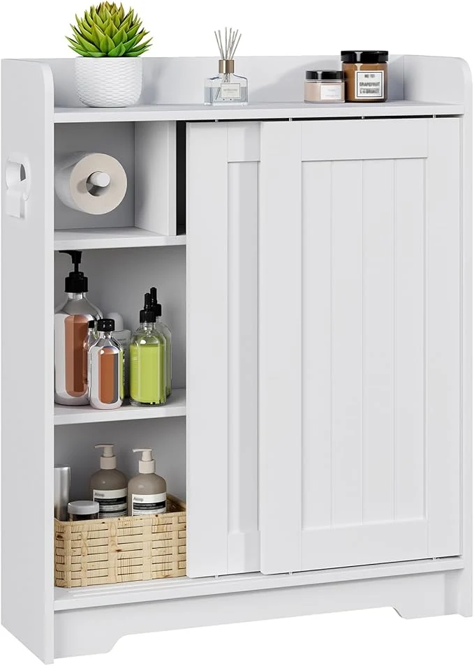 Quality Bathroom Floor Cabinets Slim Bathroom Storage Cabinet with Sliding Door I for Toilet Paper Holder Adjustable Shelves Next to Toilet Solid Cabinet for Bathroom Kitchen WhiteAbout ThisOverview Environmentally Friendly