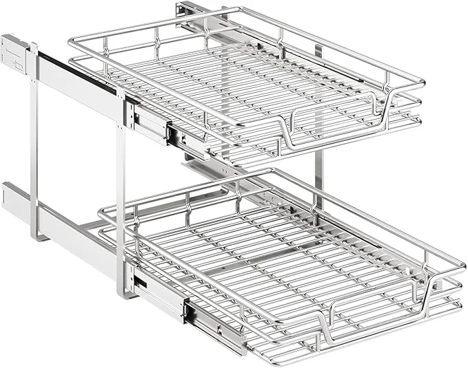 Solid 2-Tier Kitchen Cabinet Pull Out Shelf and Drawer Organizer Slide Out Pantry Storaqe Basket in Multiple Sizes 19 W x 21 D About ThisOverview Pure