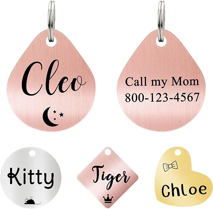 Practical Ultra Joys Cat ID Tag Personalized Pet Tags Durable Stainless Steel Small Pet Trendy