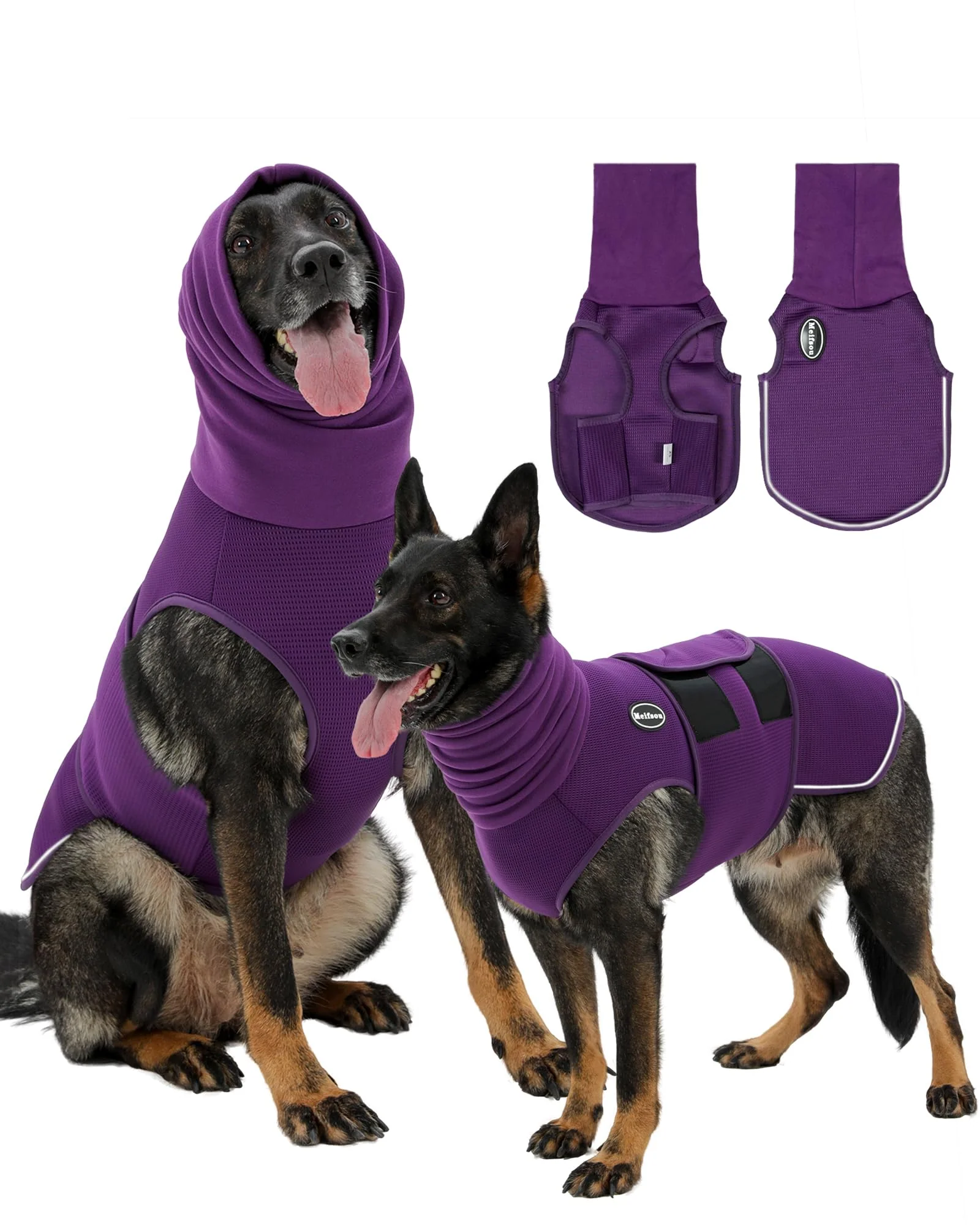 Trendy Meifsou Dog Anxiety Vest with Hood – Calming Thunder Jacket for Dogs Purple XL Secure