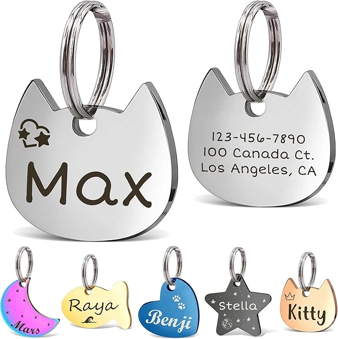 Trendy Anavia Small Size Dog Cat ID Tags Small XS Personalized Color Plated Stainless Clean