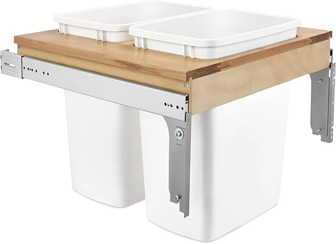 Casual Rev-A-Shelf Top Mount Double Pullout Under Cabinet 35 Quart Kitchen Trash Cans with 150 Pound Rated Full-Extension Slides 4WCTM-24DM2About ThisOverview Functional