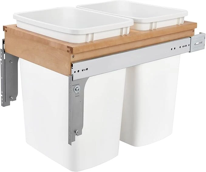 Selected Rev-A-Shelf Top Mount Double Pullout Under Cabinet 35 Quart Kitchen Trash Cans with 150 Pound Rated Full-Extension Slides 4WCTM-18DM2About ThisOverview Long-Lasting