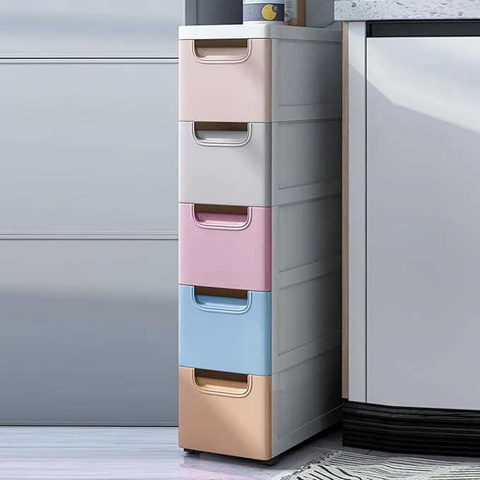 Advanced 5 Drawers Slim Storage Cabinet Rolling Narrow Cabinet with Drawer and Wheel Multifunctional Floor Cabinet for Small Spaces Bathroom Kitchen Bedroom Living RoomAbout ThisOverview Optimized