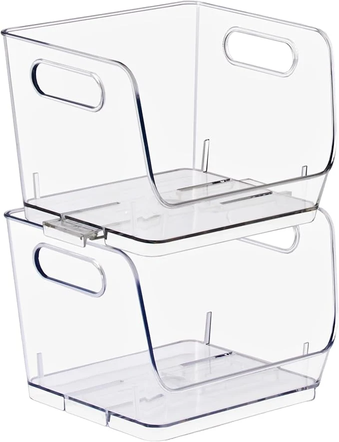 Top-Quality Sorbus Stackable Storage Bins Open Front Clear Stackable Storage Bins Pantry Bins for Storage and Organization Acrylic Stackable Bins for Kitchen Clear Pantry Organizer Bins Small Square 2 Pack About This Lightweight