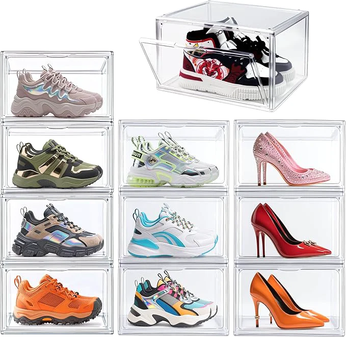 Expertly Made 1 Pack Clear Shoe Box Acrylic Sneaker Display Case Size 12.5 Transparent Storage Box with Magnetic Door Showcase for Cosmetic Displays Action Figures Collectibles Size 12.5 for Men Women ShoesAbout ThisOverview Pure