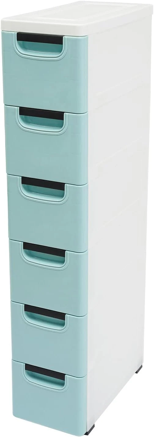 User-Friendly 6 Drawers Narrow Slim Plastic Storage Cabinet Storage Drawer with Wheels 6 Tier Drawers Dresser Rolling Narrow Cabinet for Small Spaces Bathroom Kitchen Bedroom Living Room BlueAbout ThisOverview Recyclable