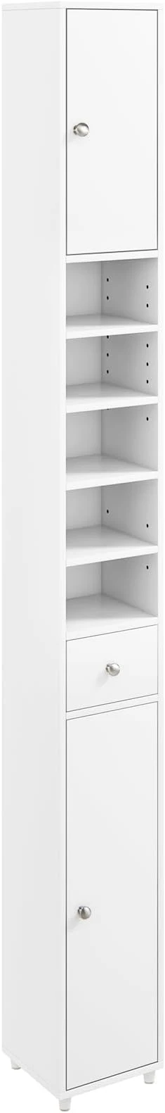 Effective GOFLAME 71 Tall Bathroom Storage Cabinet Narrow standing Organizer with 1 Drawer 2 Doors 5 Open Shelves Slim Bathroom Cabinet for Small Space 8 x 8 x 71 WhiteAbout ThisOverview Sophisticated