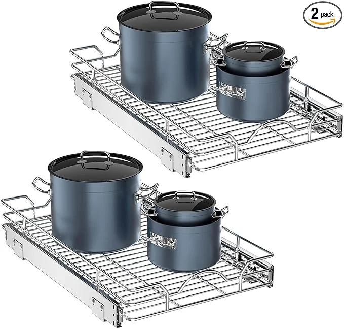 Verified OCG Pull Out Cabinet Organizer 2 Pack 15 W x 21 D Pull out Shelves 1 Tier Cabinet Slide Out Shelves for Base Cabinet Organization in Kitchen Bathroom Pantry Bottom Mount Chrome FinishAbout ThisOverview Flexible