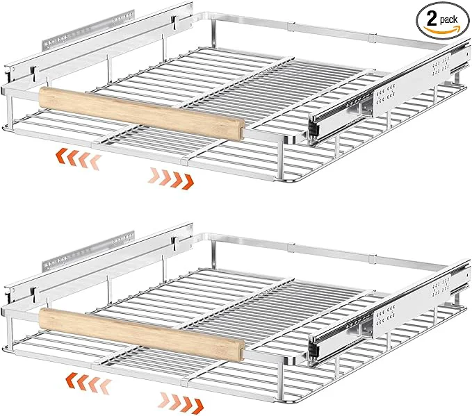 Advanced SANNO Pull Out Cabinet Organizer Kitchen Sliding Shelf Under Sink Shelf Expandable Drawer Shelves with Sliding Steel Metal Cabinet Drawers Slide Out Chrome Finish，Expandable 12.1 to 18.4 WAbout ThisOverview Healthy