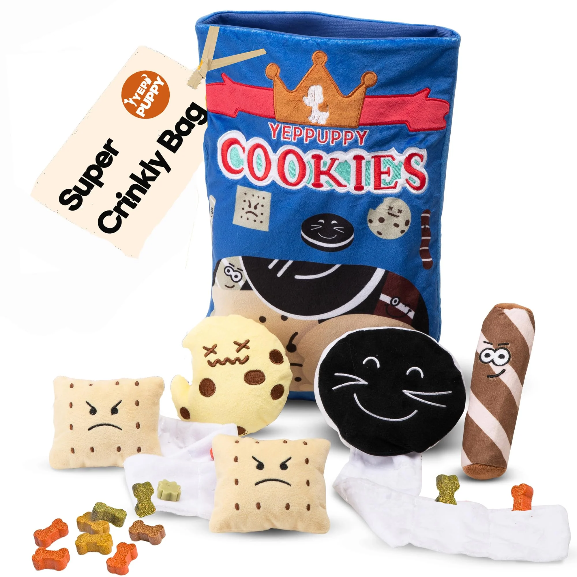 World-Class YEPPUPPY Sniffing Play Burrow Interactive Snuffle Puzzle Dog Toy with Crinkle Bag Cookies Excellent