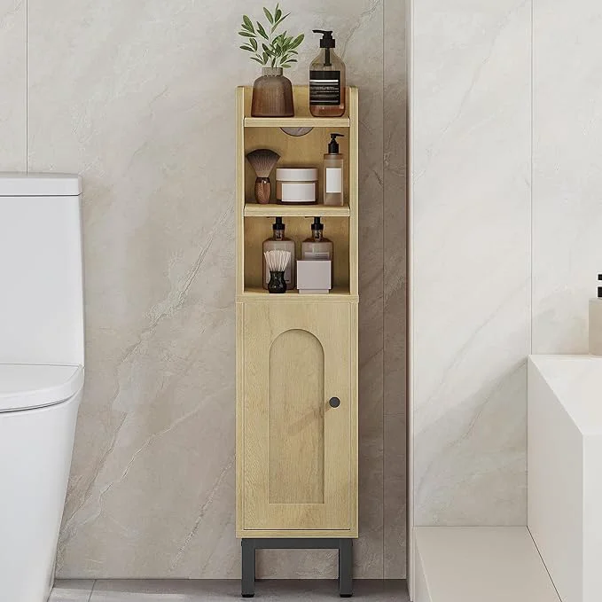 Certified Bathroom Storage Cabinet Small Corner Floor Cabinet with Door and Shelves Narrow Toilet Paper Holder Bathroom Organizer with Adjustable Shelf for Small Spaces Yellow BC08202BAbout ThisOverview Enhanced