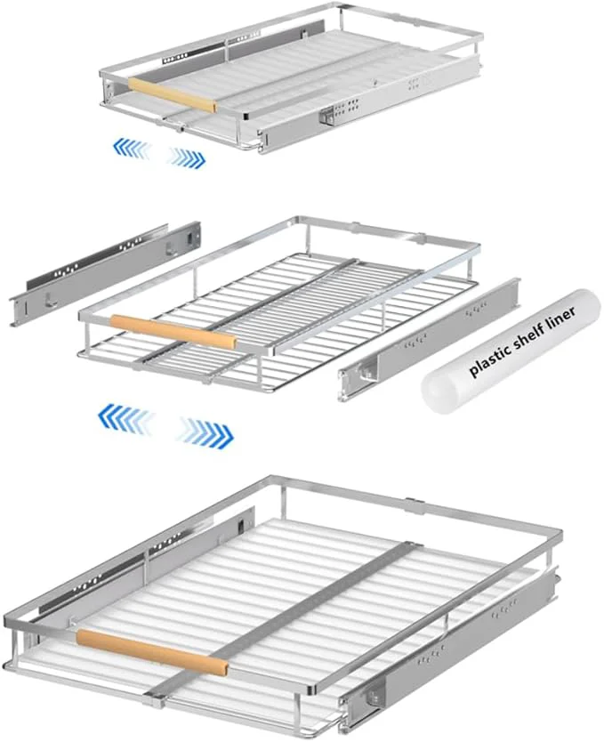 Versatile Expandable Pull Out Cabinet Drawer Slide Out Shelves Heavy Duty Metal Kitchen Pantry Under Sink Storage Roll Out Drawer for Pots Pans 22.4''Deep 3 Pack About ThisOverview Artisan