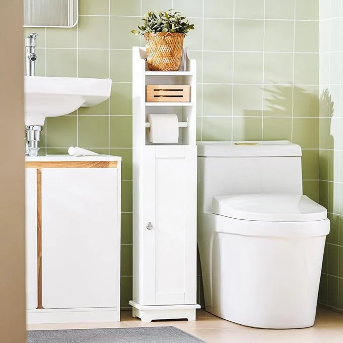 Classic Haotian Corner Toilet Paper Holder Stand Slim Bathroom Toilet Paper Storage Cabinet Organizer for Small Space White FRG177-WAbout ThisOverview Exceptional